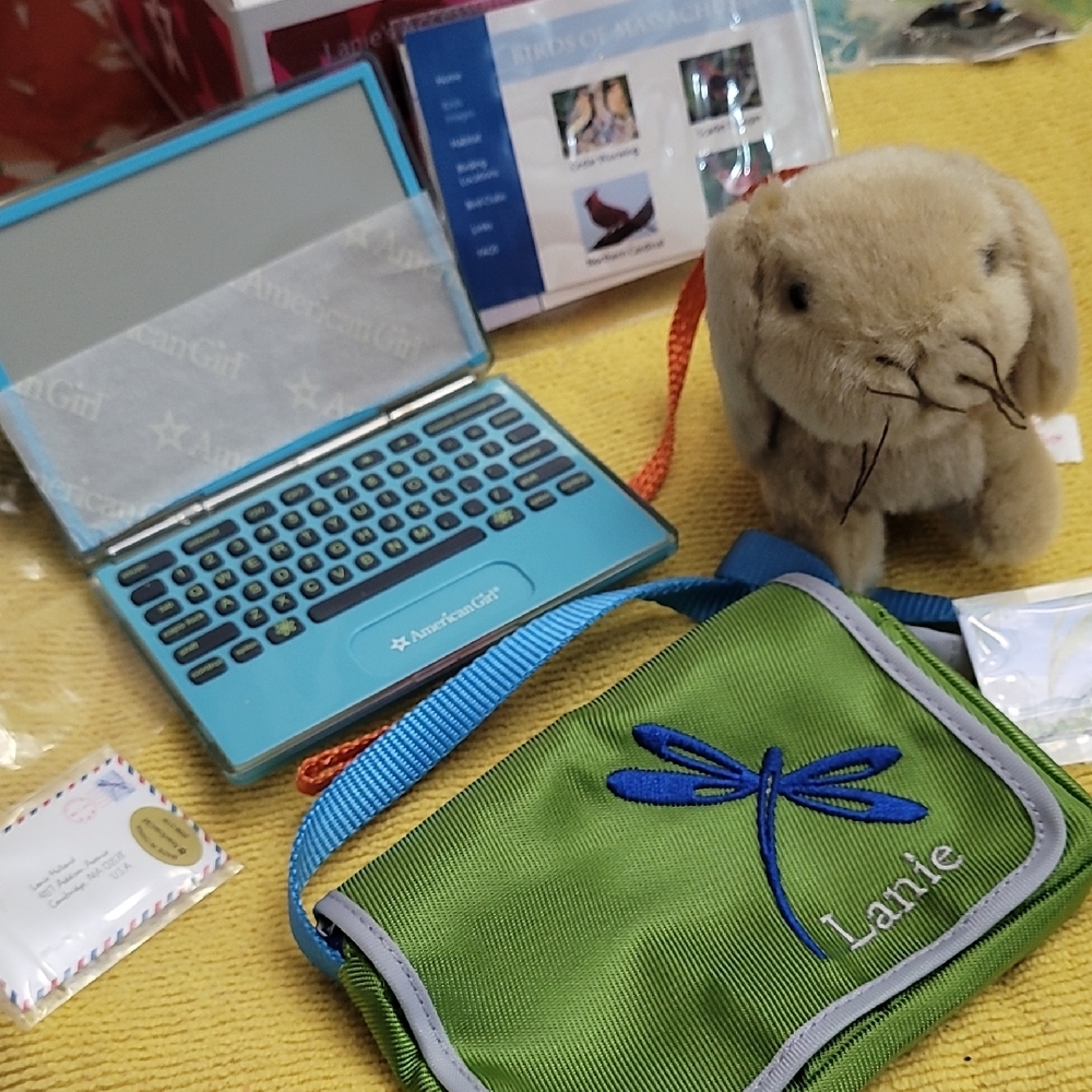 American Girl LANIE  Blue and Green Toy Laptop Set NIB